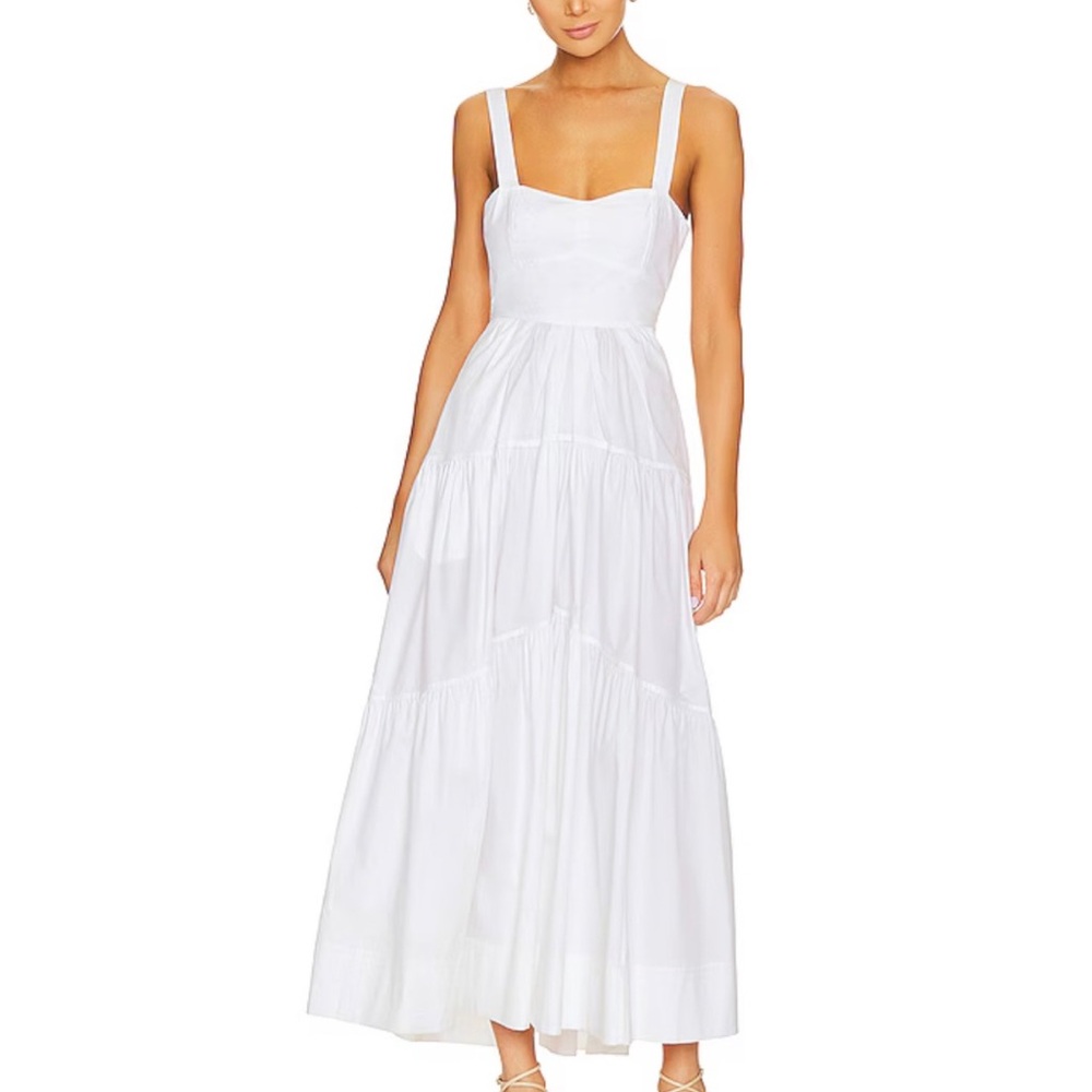 ALC Lily White Cotton Lace-up Midi Dress